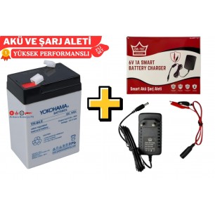 Yokohama 6 Volt 4 Amper Akü ve Ortec 6Volt 1 Amper Akü Şarj Aleti Seti Yokohama 6 Volt 4 Amper Akü ve Ortec 6Volt 1 Amper Akü Şarj Aleti Seti