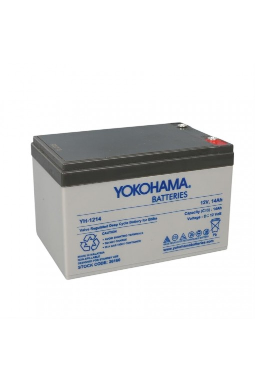 Yokohama YH-121.4 12 Volt - 14 Amper Elektrikli Bisiklet Aküsü Yokohama YH-121.4 12 Volt - 14 Amper Elektrikli Bisiklet Aküsü