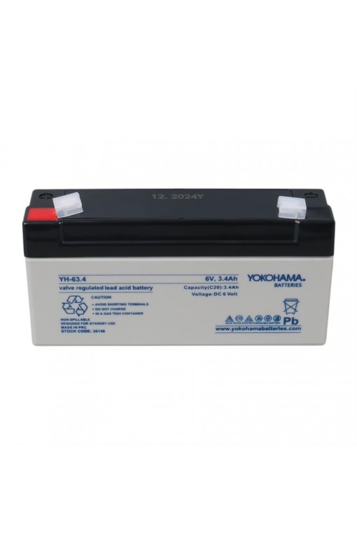 Yokohama YH-63.4 6 Volt - 3.4 Amper Yatık Akü Yokohama YH-63.4 6 Volt - 3.4 Amper Yatık Akü