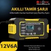 12v 6a Akıllı Araba Motosiklet Lcd Ekran Araç Akü Onarım Hızlı Şarj Cihazı Islak Kuru Jel Kurşunasit
