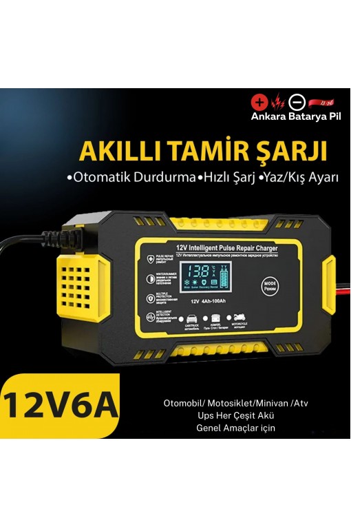 12v 6a Akıllı Araba Motosiklet Lcd Ekran Araç Akü Onarım Hızlı Şarj Cihazı Islak Kuru Jel Kurşunasit 12v 6a Akıllı Araba Motosiklet Lcd Ekran Araç Akü Onarım Hızlı Şarj Cihazı Islak Kuru Jel Kurşunasit