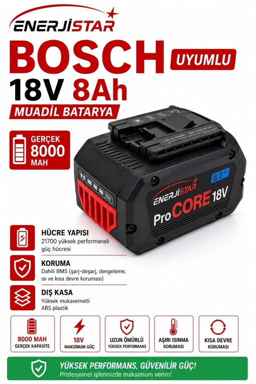 Bosch 18v 8Ah Muadil Batarya