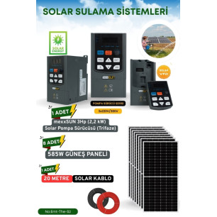 SOLAR GÜNEŞ ENERJİ SULAMA SİSTEMİ MEXSUNN 3HP 2.2 KW TRİFAZE SOLAR POMPA SÜRÜCÜSÜ 585 W Güneş Paneli SOLAR GÜNEŞ ENERJİ SULAMA SİSTEMİ MEXSUNN 3HP 2.2 KW TRİFAZE SOLAR POMPA SÜRÜCÜSÜ 585 W Güneş Paneli