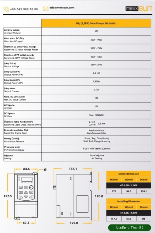 SOLAR GÜNEŞ ENERJİ SULAMA SİSTEMİ MEXSUNN 3HP 2.2 KW TRİFAZE SOLAR POMPA SÜRÜCÜSÜ 585 W GÜNEŞ PANELİ SOLAR GÜNEŞ ENERJİ SULAMA SİSTEMİ MEXSUNN 3HP 2.2 KW TRİFAZE SOLAR POMPA SÜRÜCÜSÜ 585 W GÜNEŞ PANELİ