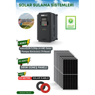 SOLAR GÜNEŞ ENERJİ SULAMA SİSTEMİ MEXSUNN 5.5 HP 4KW TRİFAZE SOLAR POMPA SÜRÜCÜSÜ 585 W Güneş Paneli SOLAR GÜNEŞ ENERJİ SULAMA SİSTEMİ MEXSUNN 5.5 HP 4KW TRİFAZE SOLAR POMPA SÜRÜCÜSÜ 585 W Güneş Paneli