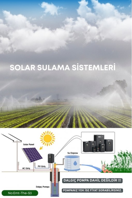 SOLAR GÜNEŞ ENERJİ SULAMA SİSTEMİ MEXSUNN 5.5 HP 4KW TRİFAZE SOLAR POMPA SÜRÜCÜSÜ 585 W Güneş Paneli