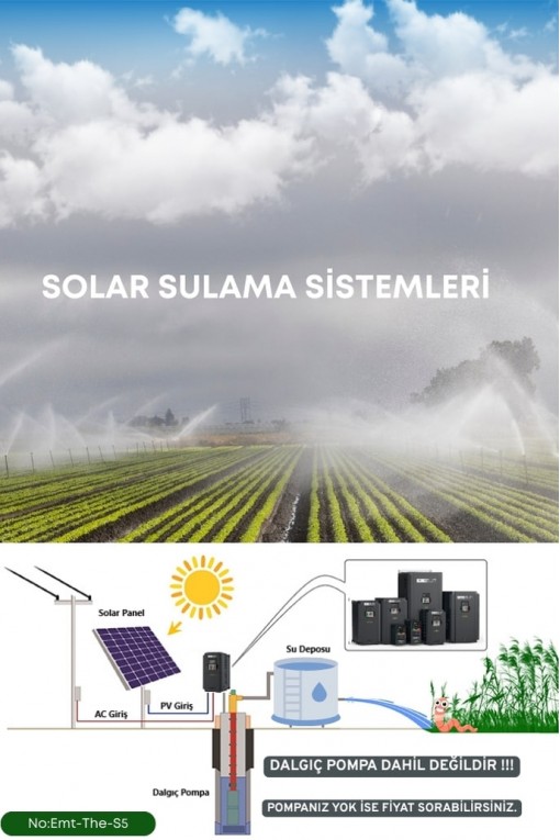 SOLAR GÜNEŞ ENERJİ SULAMA SİSTEMİ 10Hp (7,5 kW) Solar Pompa Sürücüsü (Trifaze) 585 W Güneş Paneli SOLAR GÜNEŞ ENERJİ SULAMA SİSTEMİ 10Hp (7,5 kW) Solar Pompa Sürücüsü (Trifaze) 585 W Güneş Paneli