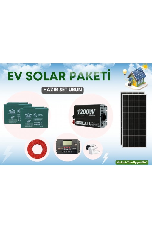 Ekonomik Güneş Enerji Seti 205W Güneş Paneli 12v 100Ah Akü 1200w İnverter Ekonomik Güneş Enerji Seti 205W Güneş Paneli 12v 100Ah Akü 1200w İnverter
