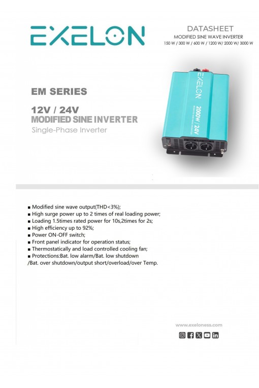 Exelon 12V 3000W Modifiye Sinüs İnverter Exelon 12V 3000W Modifiye Sinüs İnverter