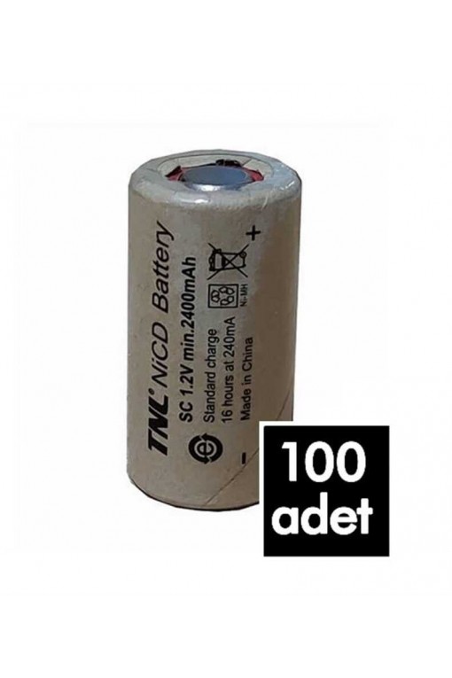 100 Adet TNL SC 2400mAH 10C Ni-MH Şarjlı Matkap Süpürge Pili 100 Adet TNL SC 2400mAH 10C Ni-MH Şarjlı Matkap Süpürge Pili