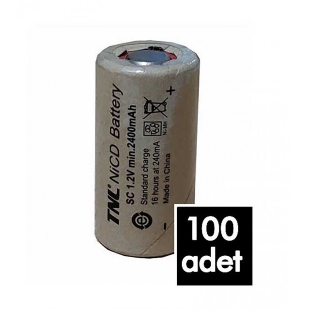 100 Adet TNL SC 2400mAH 10C Ni-MH Şarjlı Matkap Süpürge Pili