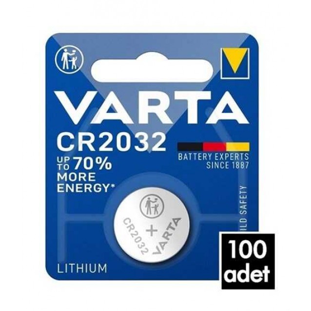 100 Adet Varta CR2032 3v Lityum Pil Tekli Ambalaj