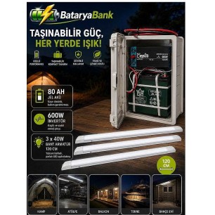 120W Güneş Enerjisi Seti | 80Ah Jel Akü, TV, Aydınlatma ve Telefon Şarj Sistemi