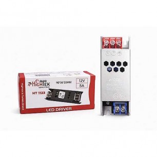 12V 5A 60W Metal Ultra Slim Kasa LED Trafosu Adaptör | Güvenli ve Dayanıklı Güç Kaynağı