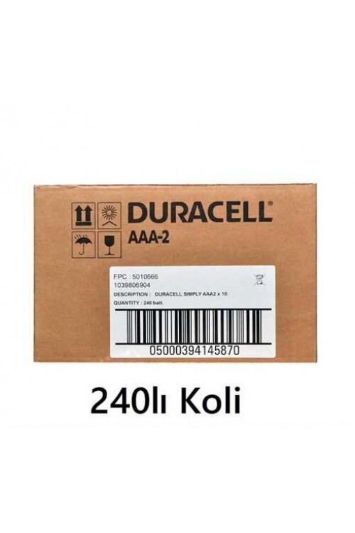 240lı Koli Duracell Simply AAA Alkalin İnce Pil Toptan Satış 240lı Koli Duracell Simply AAA Alkalin İnce Pil Toptan Satış