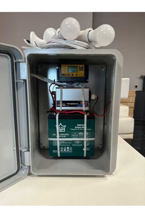 24Ah Jel Akülü Taşınabilir Güneş Enerji Sistemi 600W İnvertörlü Hobi Bahçesi Konteyner Dağ Evi Solar Set