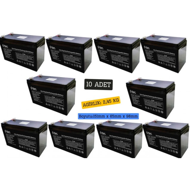 10 adet Ttec 12V 9Ah Akü 2025 Üretim 10 adet Ttec 12V 9Ah Akü 2025 Üretim