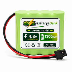 4.8V 1300mAh Oyuncak Araba Pili Siyah Soket + USB Şarj Cihazı | RC Araç Batarya Seti