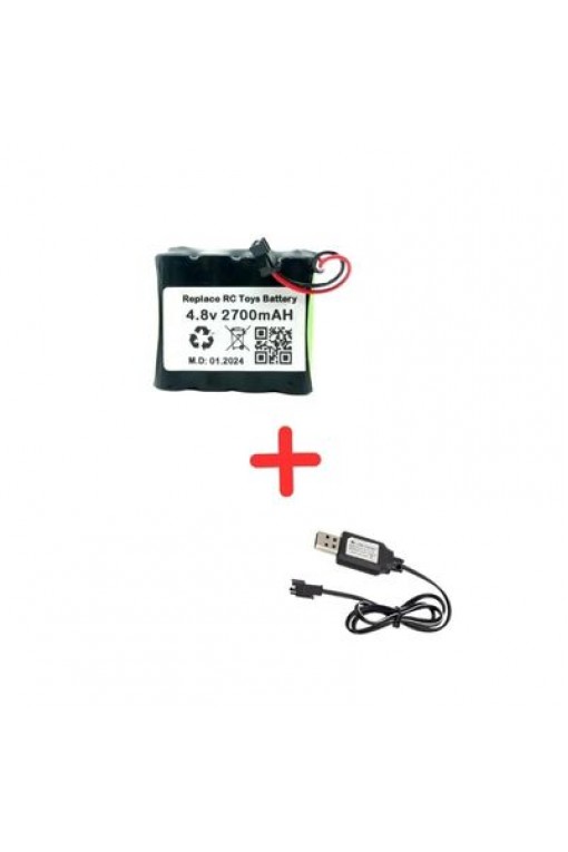 4.8v 2700mah Uzaktan Kumandalı Oyuncak Pili Bataryası Siyah Soket+Usb Şarj Cihazı