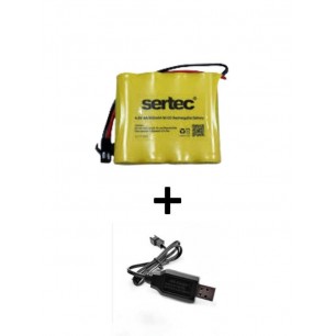 4.8V 800mAh Siyah Soketli Oyuncak Araba Pili + USB Şarj Cihazı Şarjlı RC Pil Seti