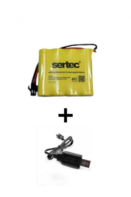 4.8V 800mAh Siyah Soketli Oyuncak Araba Pili + USB Şarj Cihazı Şarjlı RC Pil Seti