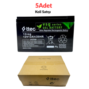 5 Adet Ttec 12V 12AH Jel Akü Yeni Üretim Jel Sistem