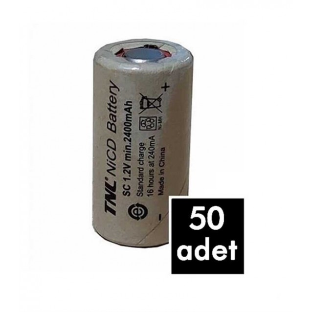 50 Adet TNL SC 2400mAH 10C Ni-MH Şarjlı Matkap Süpürge Pili