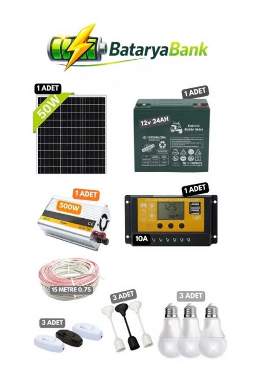 50W Güneş Paneli Seti 12V 24Ah Jel Akü TV Çalıştırma Bağ Evi Yayla Karavan Solar Sistem 50W Güneş Paneli Seti 12V 24Ah Jel Akü TV Çalıştırma Bağ Evi Yayla Karavan Solar Sistem