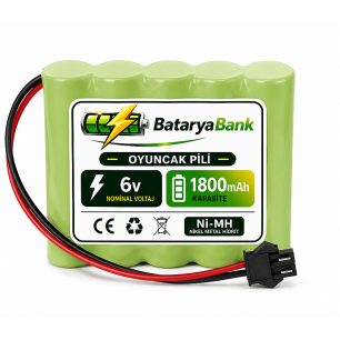 6V 1800mAh Oyuncak Araba Pili Batarya Siyah Soket | Şarjlı Yedek Pil
