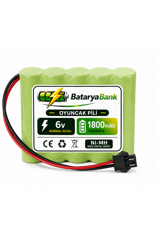6V 1800mAh Oyuncak Araba Pili Batarya Siyah Soket | Şarjlı Yedek Pil