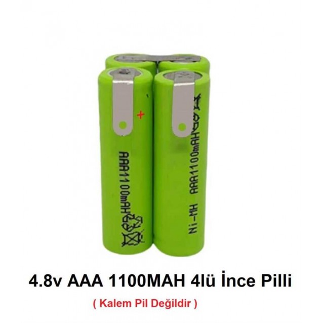 AAA 4.8v 1100mah Ni-MH 4lü Küp İnce Şarjlı Pil Grubu