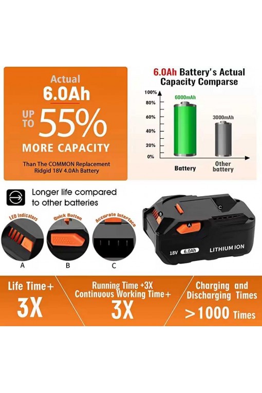 AEG L1820 R L1815 R L1840 R L1830 R Muadil 18v 6Ah Batarya AEG L1820 R L1815 R L1840 R L1830 R Muadil 18v 6Ah Batarya