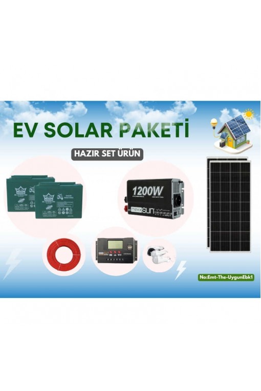 Bağ Evi Solar Paketi 1200w Sinüs Inverter 205w Güneş Paneli 100ah Jel Akü Bağ Evi Solar Paketi 1200w Sinüs Inverter 205w Güneş Paneli 100ah Jel Akü