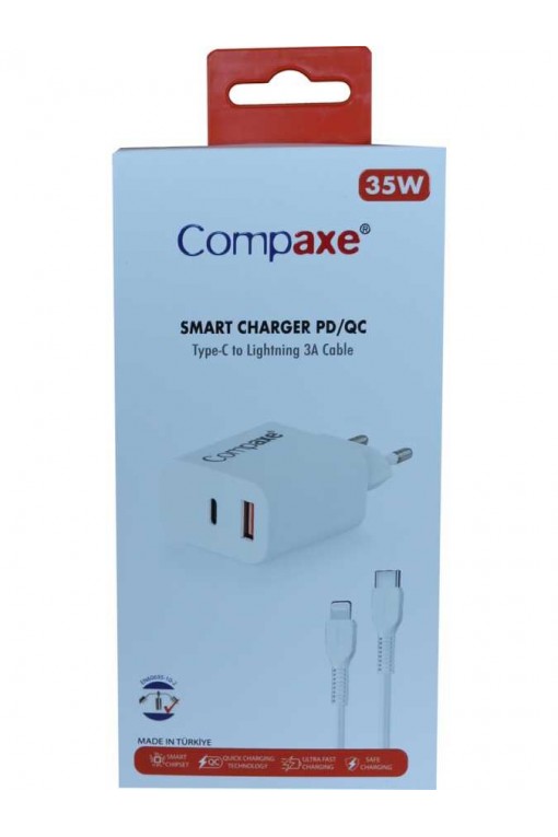Compaxe Type-C ve USB Girişli + Type-C Lightning Şarj Kablolu Set CTA-350TI Compaxe Type-C ve USB Girişli + Type-C Lightning Şarj Kablolu Set CTA-350TI