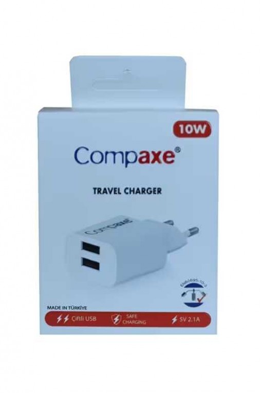 Compaxe CTA-521D Çift USB 10W Şarj Adaptörü Compaxe CTA-521D Çift USB 10W Şarj Adaptörü