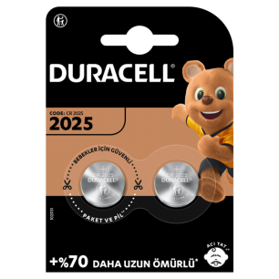 Duracell 2025 Lityum Düğme Pil 3V, 2'li Paket (CR2025)