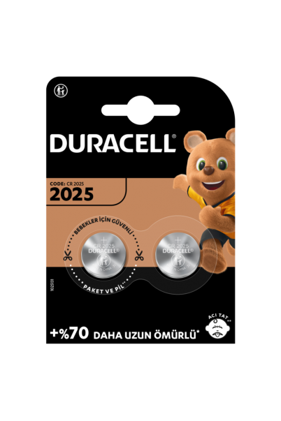 Duracell 2025 Lityum Düğme Pil 3V, 2'li Paket (CR2025)