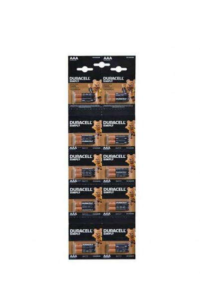 Duracell 20li AAA Alkalin İnce Kalem Pil 10x2li Blister Duracell 20li AAA Alkalin İnce Kalem Pil 10x2li Blister