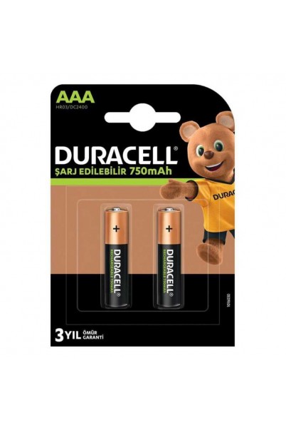 Duracell 750 mAh Şarj Edilebilir İnce Kalem Pil 2'li Duracell 750 mAh Şarj Edilebilir İnce Kalem Pil 2'li