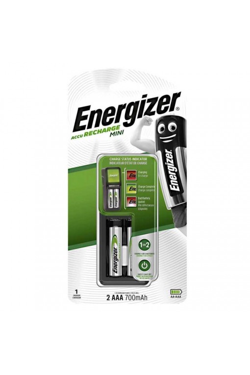 Energizer Mini Pil Şarj Cihazı + 700 mAh AAA 2'li Şarj Edilebilir Pil Energizer Mini Pil Şarj Cihazı + 700 mAh AAA 2'li Şarj Edilebilir Pil