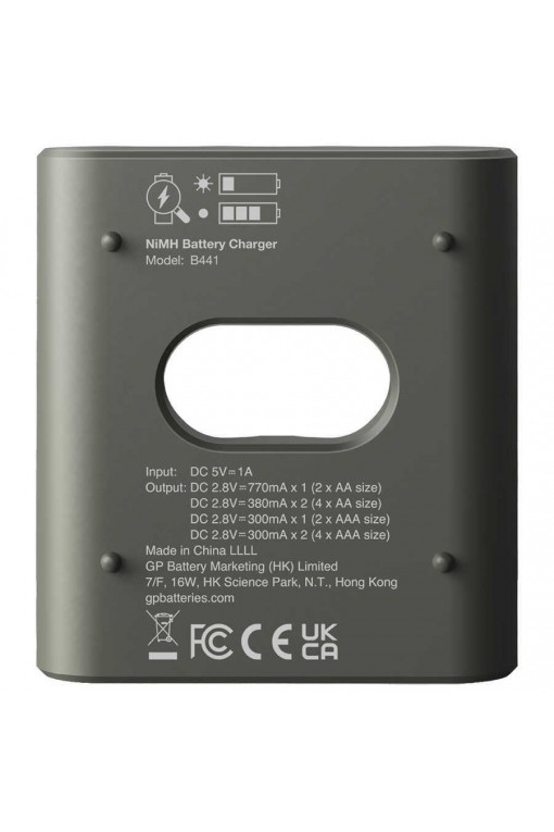 GP B441 USB Pilsiz Pil Şarj Cihazı 2'li (AA-AAA için)