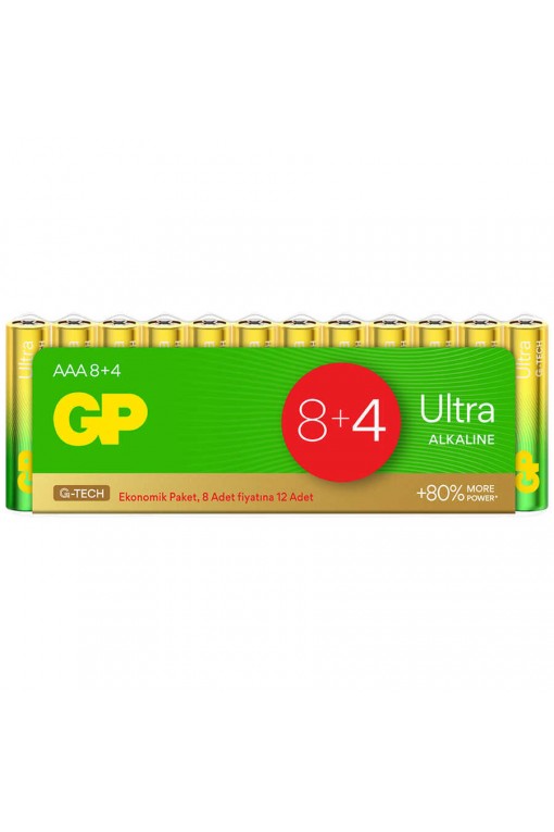 GP G-TECH Ultra Alkalin İnce LR03 - AAA Boy 1.5V Pil 12'li Shrink GP G-TECH Ultra Alkalin İnce LR03 - AAA Boy 1.5V Pil 12'li Shrink