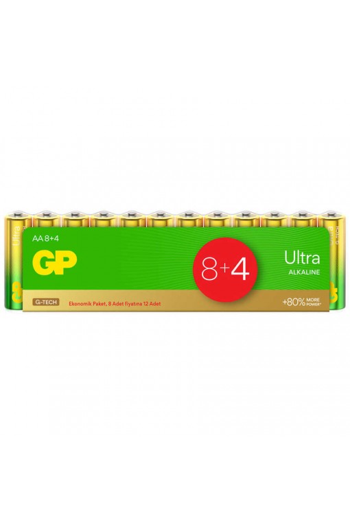 GP G-TECH Ultra Alkalin Kalem LR6 - AA Boy 1.5V Pil 12'li Shrink