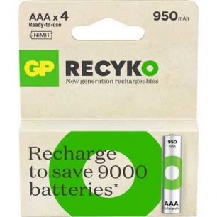 GP RECYKO ŞARJ EDİLEBİLİR PİL AAA 950MAH 4'LÜ PAKET