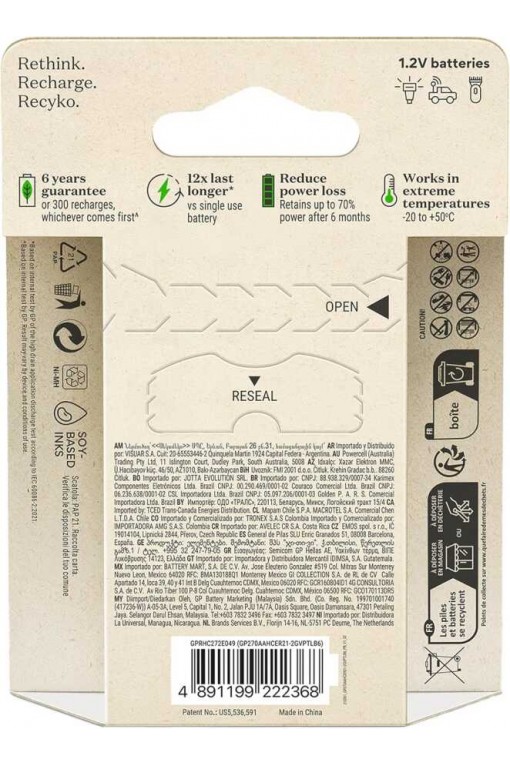 GP ReCyko 2600mAh 1.2 V Ni-MH 6'lı AA Kalem Şarjlı Pil