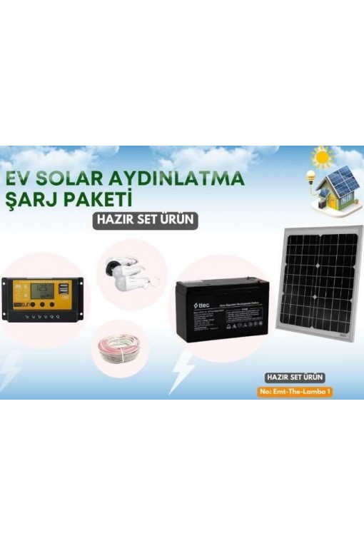 Güneş Enerjili Solar Şarjlı Kamp ve Acil Durum Aydınlatma Seti