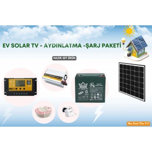 Güneş Enerjisi Aydınlatma - Tv Paketi 500w Inverter 50w Güneş Paneli 24ah Jel Akü