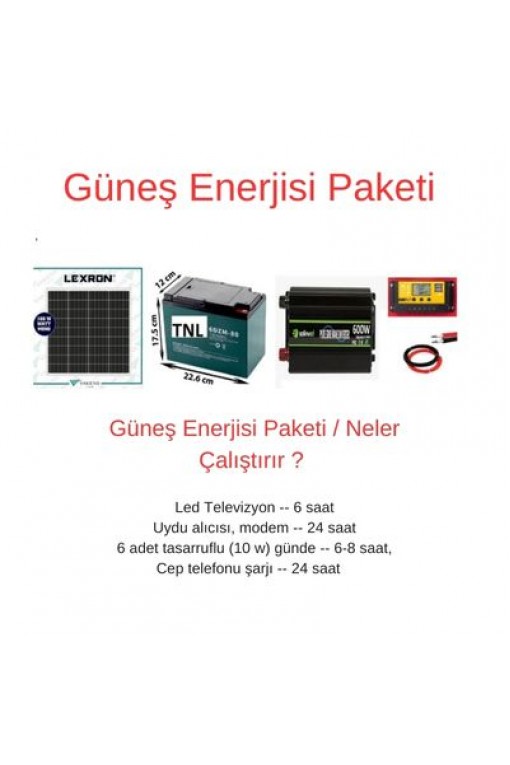 Güneş Enerjisi Paketi / Günlük 1 Kw Enerji YAZ KULLANIM Güneş Enerjisi Paketi / Günlük 1 Kw Enerji YAZ KULLANIM