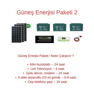Güneş Enerjisi Paketi / Günlük 2 Kw Enerji YAZ KIŞ  KULLANIM Güneş Enerjisi Paketi / Günlük 2 Kw Enerji YAZ KIŞ  KULLANIM