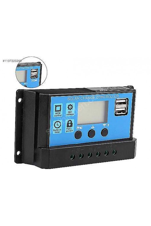 Hightek 12V/24V 10A Solar Şarj Kontrol Cihazı PWM Akü Şarj Regülatörü LCD Ekranlı